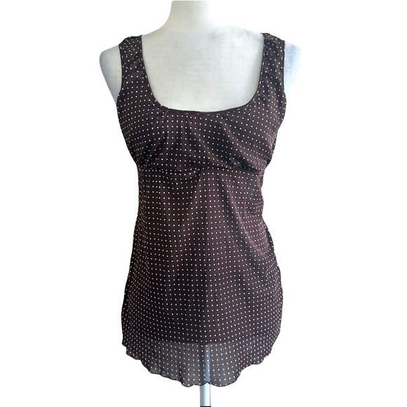 Lia Lee Vtg Y2K 90s Brown Sheer Polka Dot Blouse Top - Picture 1 of 5
